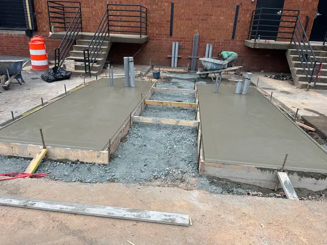 Concrete pour for a utility yard site development project by Prism Contracting