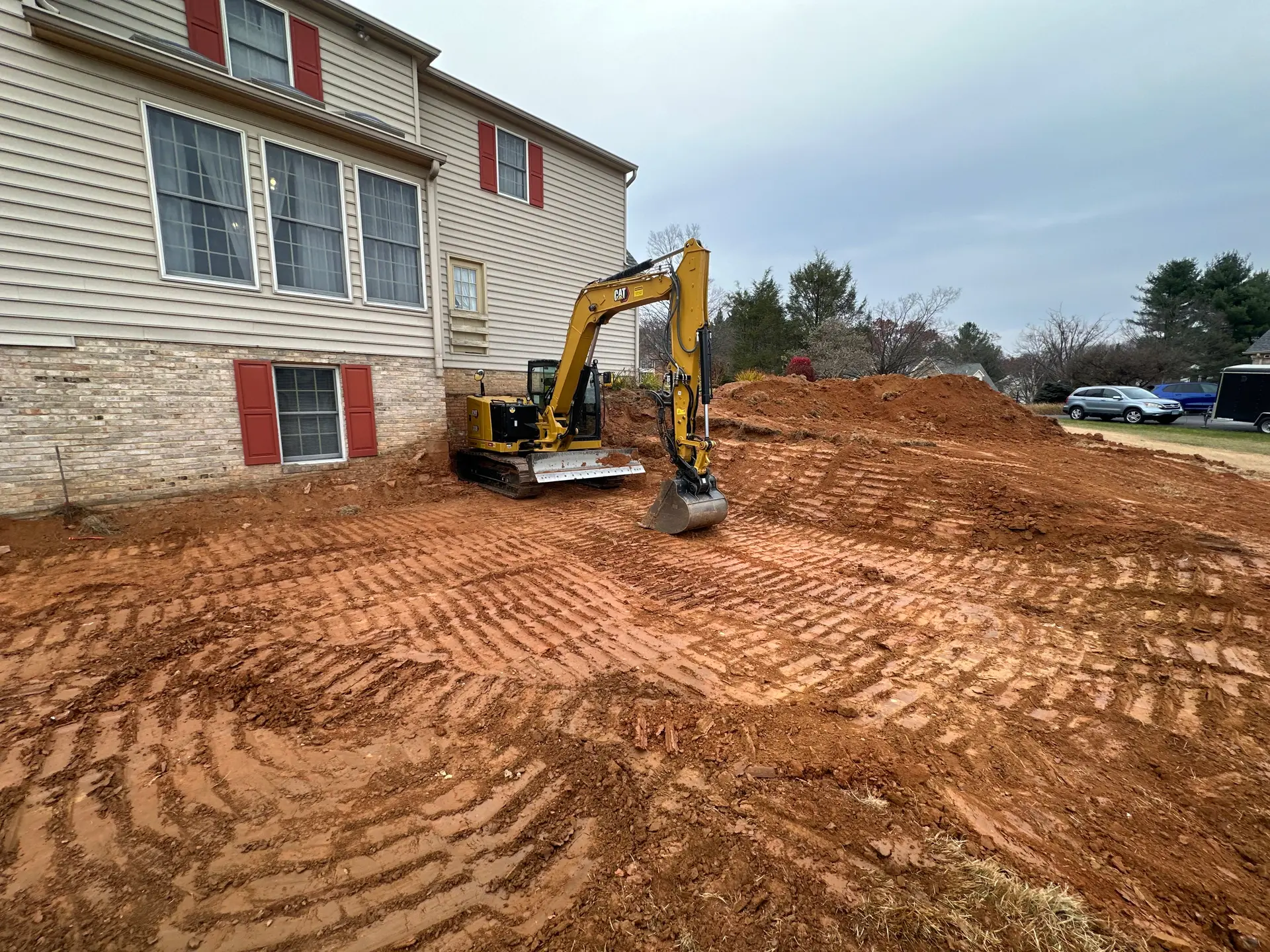 Residential excavation and site grading project by Prism Contracting