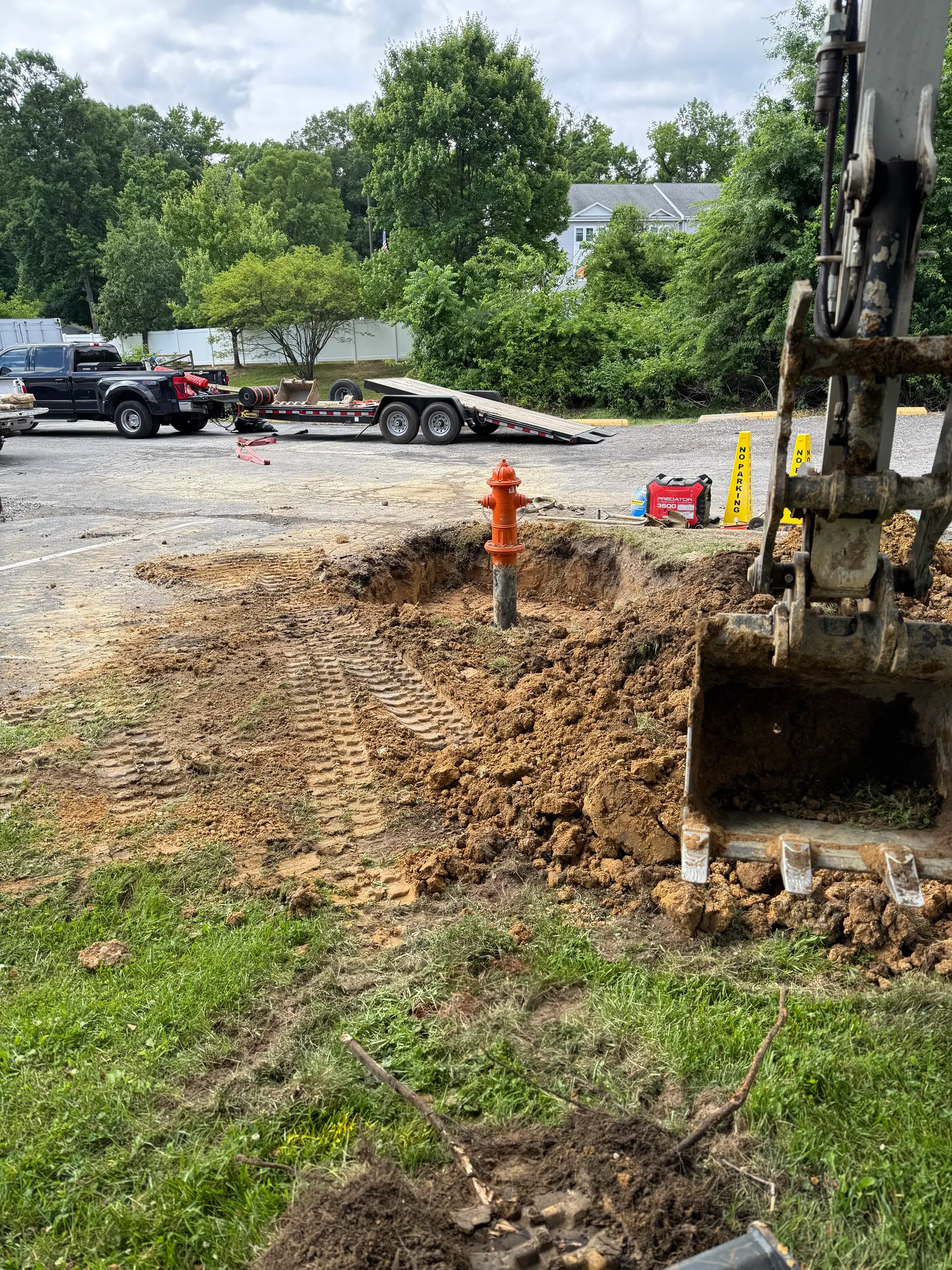 Fire hydrant sewer and water utility excavation by Prism Contracting